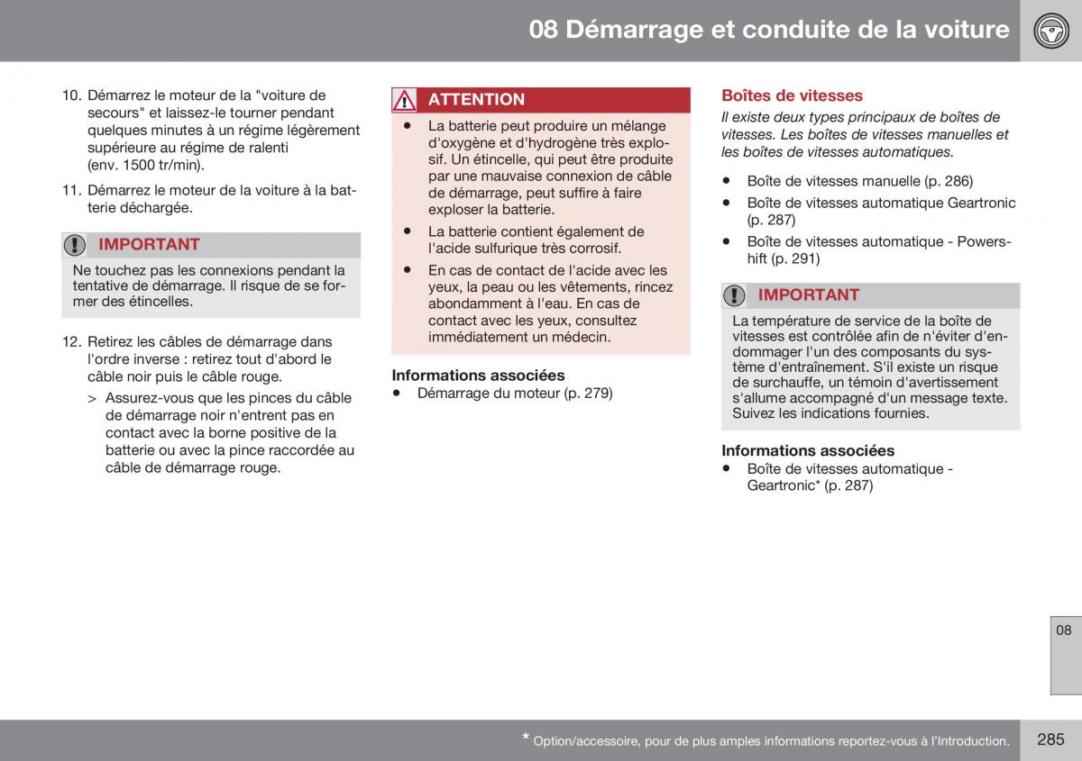 Volvo XC70 Cross Country II 2 manuel du proprietaire / page 287