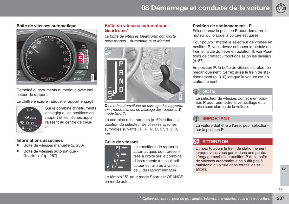 Volvo XC70 Cross Country II 2 manuel du proprietaire / page 289