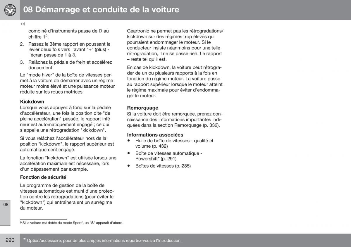 Volvo XC70 Cross Country II 2 manuel du proprietaire / page 292