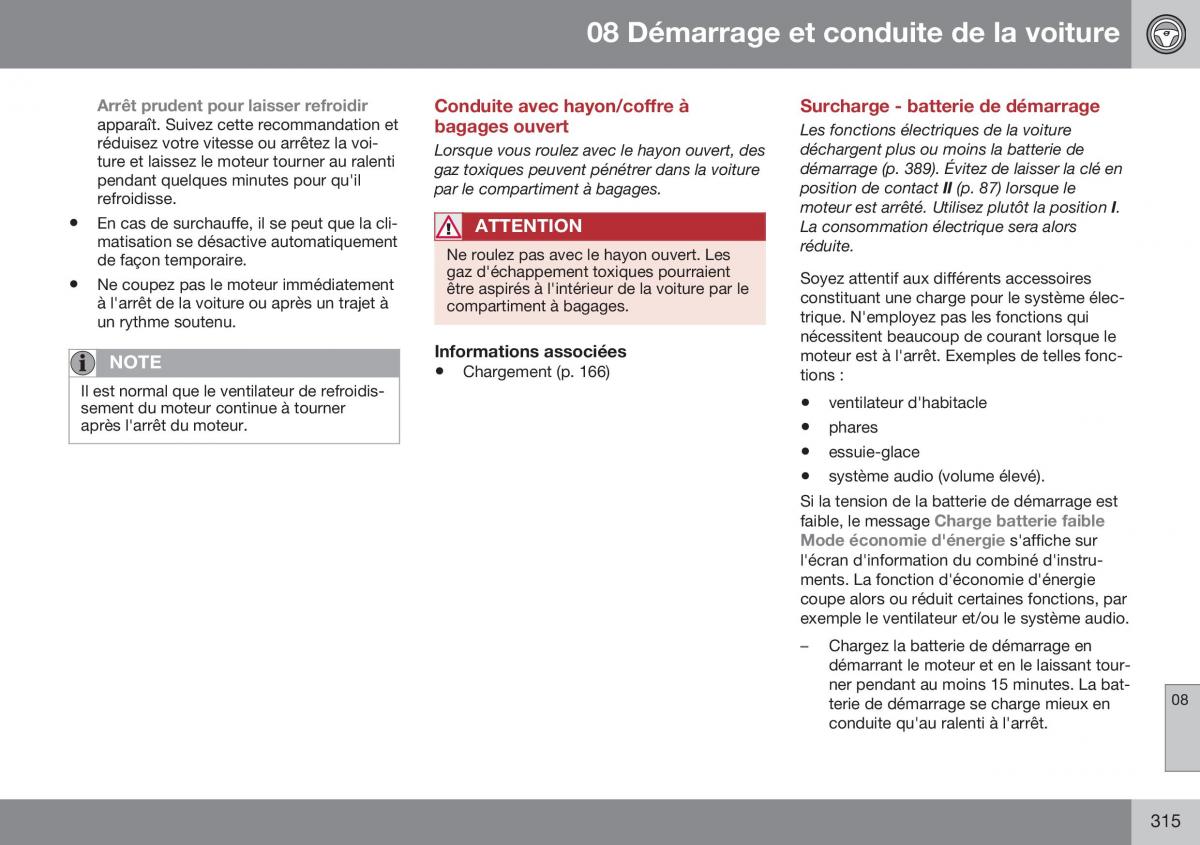 Volvo XC70 Cross Country II 2 manuel du proprietaire / page 317