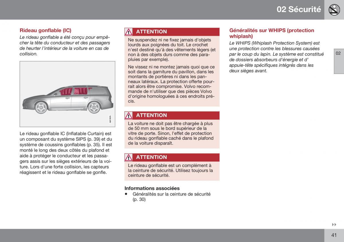 Volvo XC70 Cross Country II 2 manuel du proprietaire / page 43