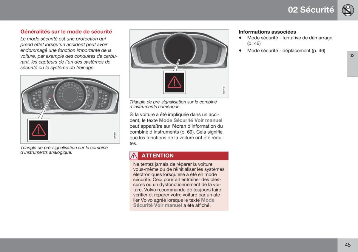 Volvo XC70 Cross Country II 2 manuel du proprietaire / page 47