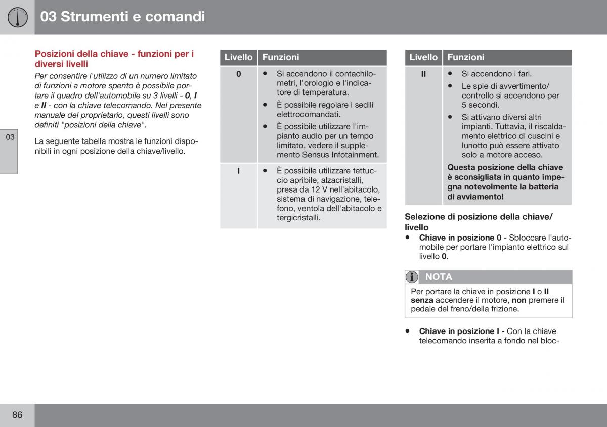 Volvo XC70 Cross Country II 2 manuale del proprietario / page 88