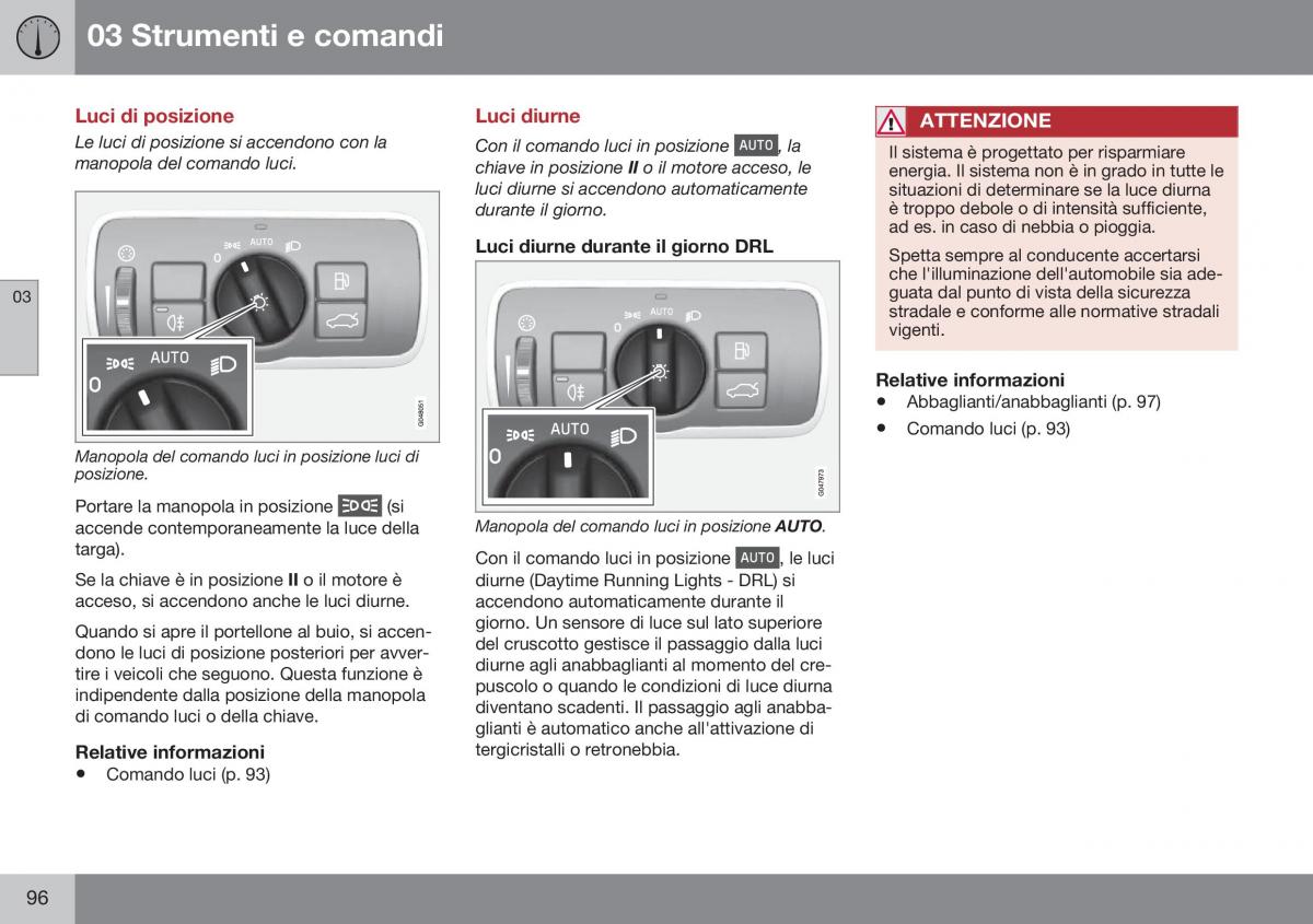 Volvo XC70 Cross Country II 2 manuale del proprietario / page 98