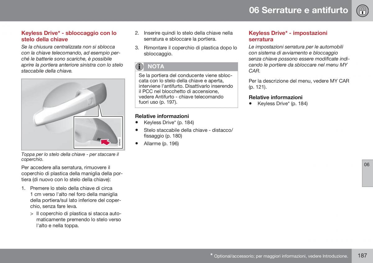 Volvo XC70 Cross Country II 2 manuale del proprietario / page 189