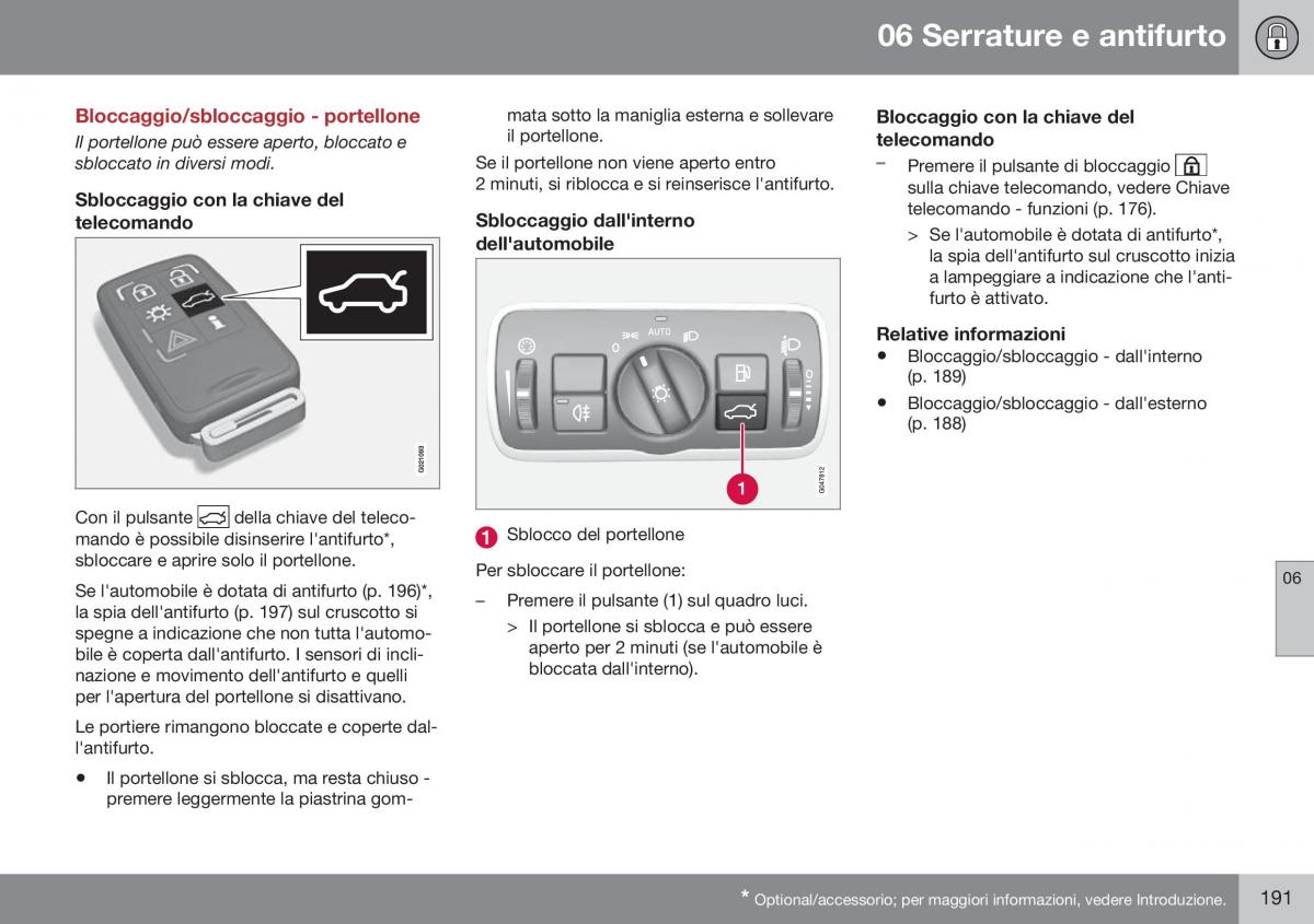 Volvo XC70 Cross Country II 2 manuale del proprietario / page 193