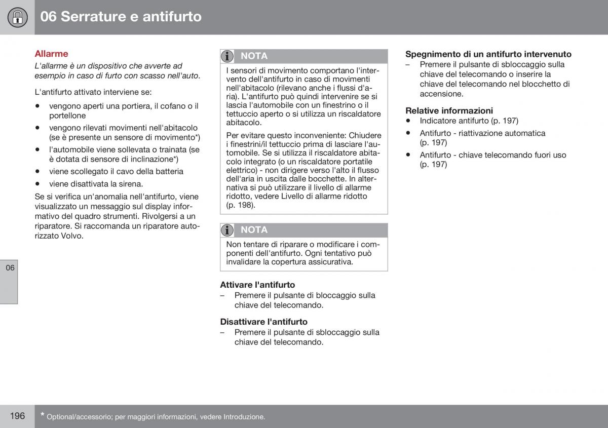 Volvo XC70 Cross Country II 2 manuale del proprietario / page 198