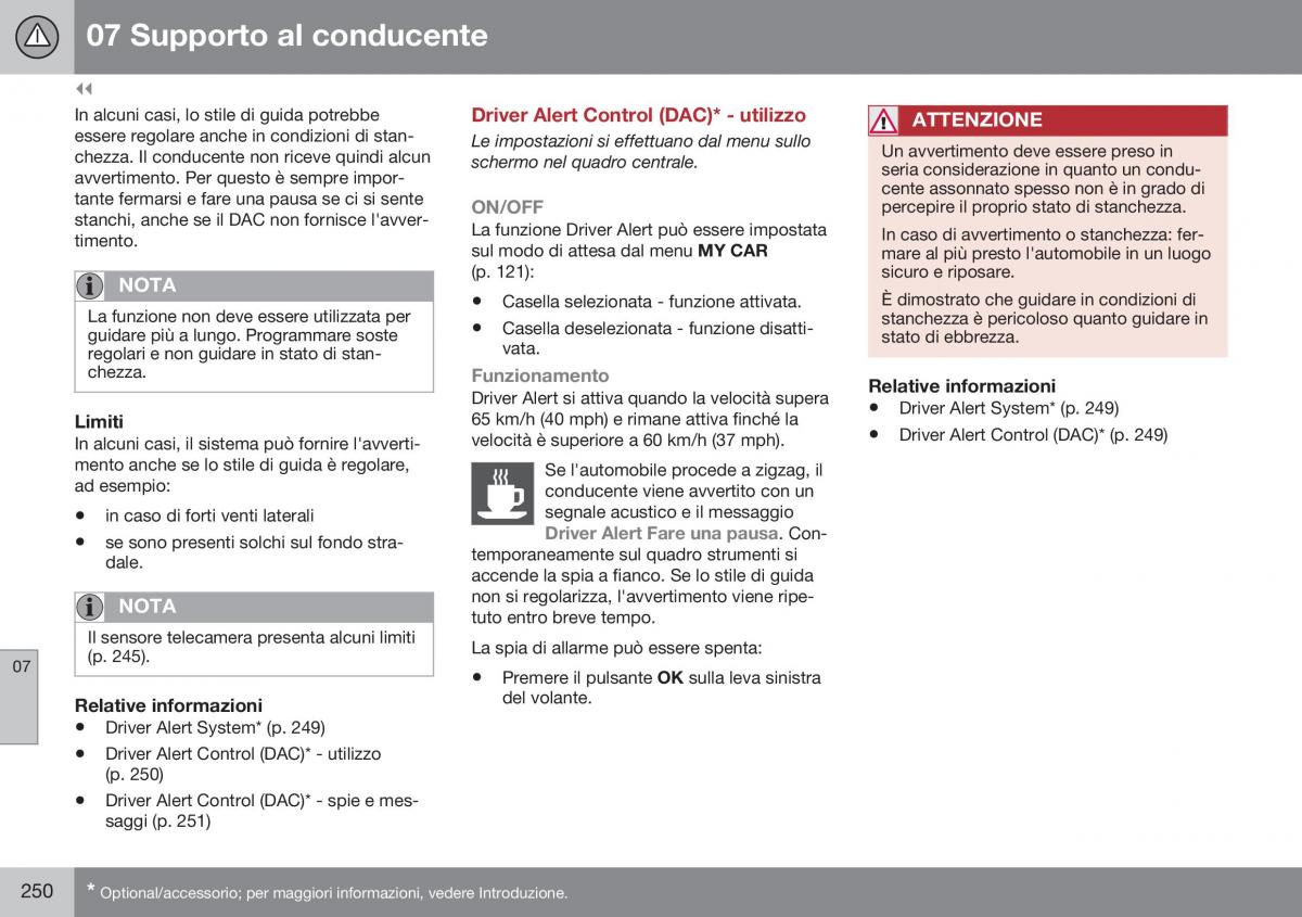 Volvo XC70 Cross Country II 2 manuale del proprietario / page 252