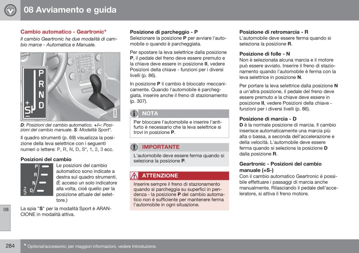 Volvo XC70 Cross Country II 2 manuale del proprietario / page 286