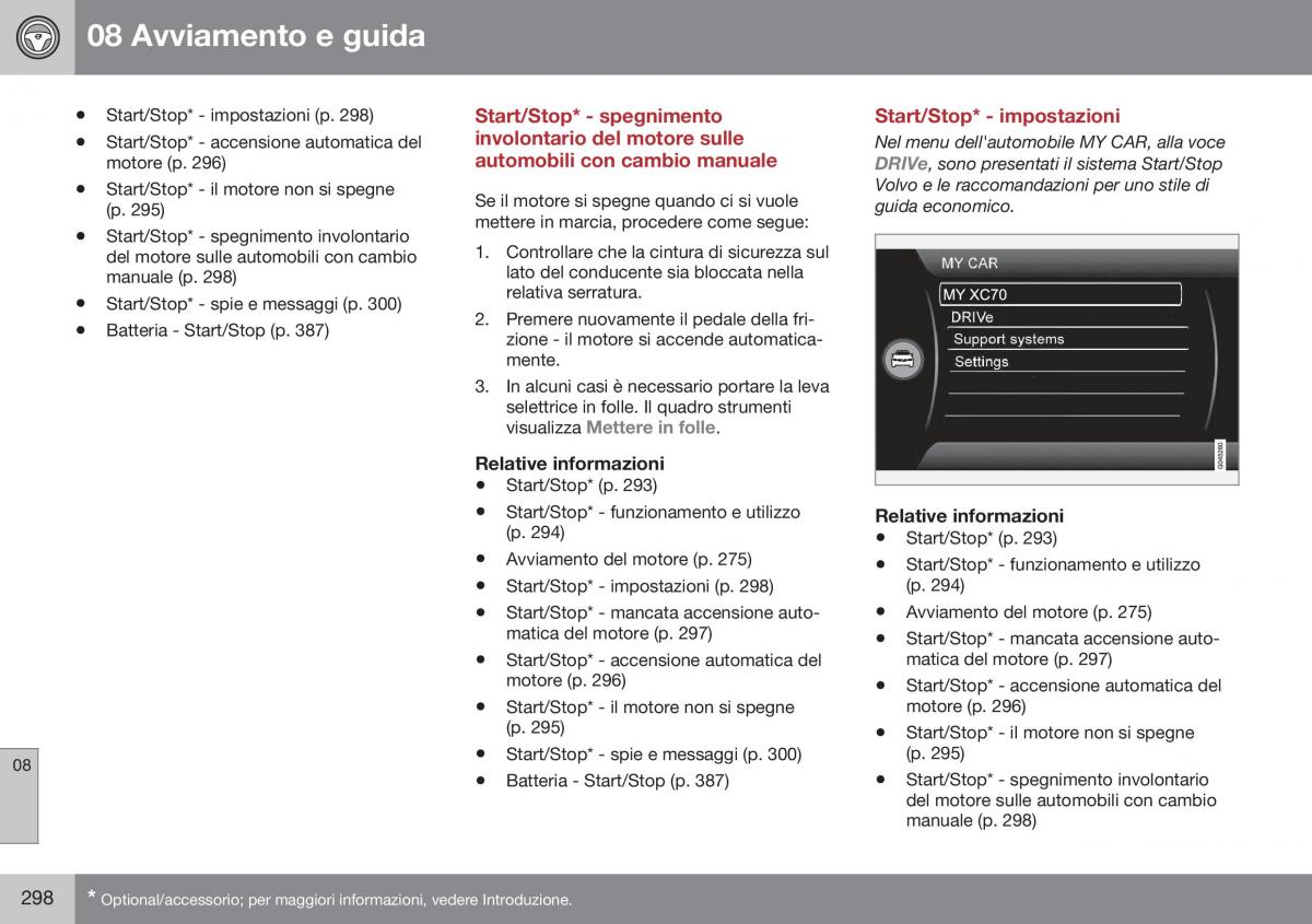 Volvo XC70 Cross Country II 2 manuale del proprietario / page 300