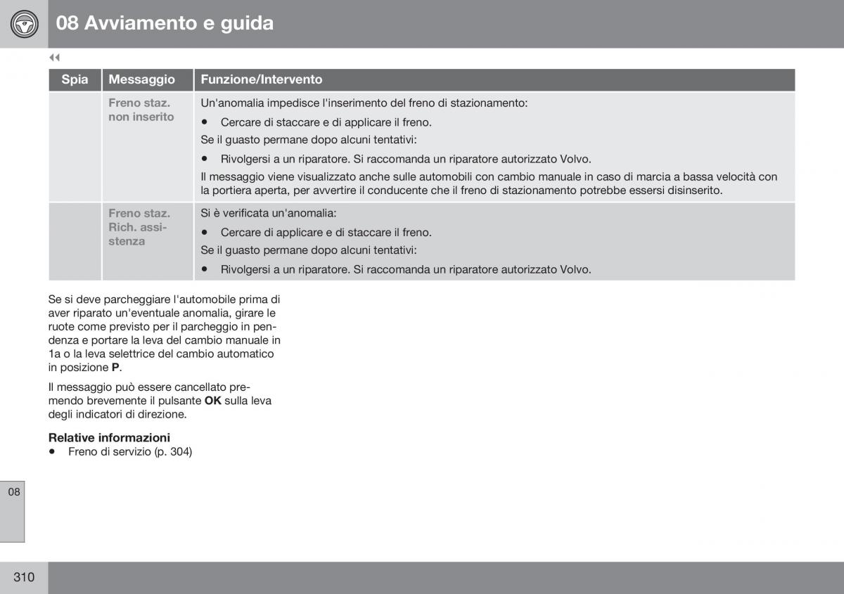 Volvo XC70 Cross Country II 2 manuale del proprietario / page 312