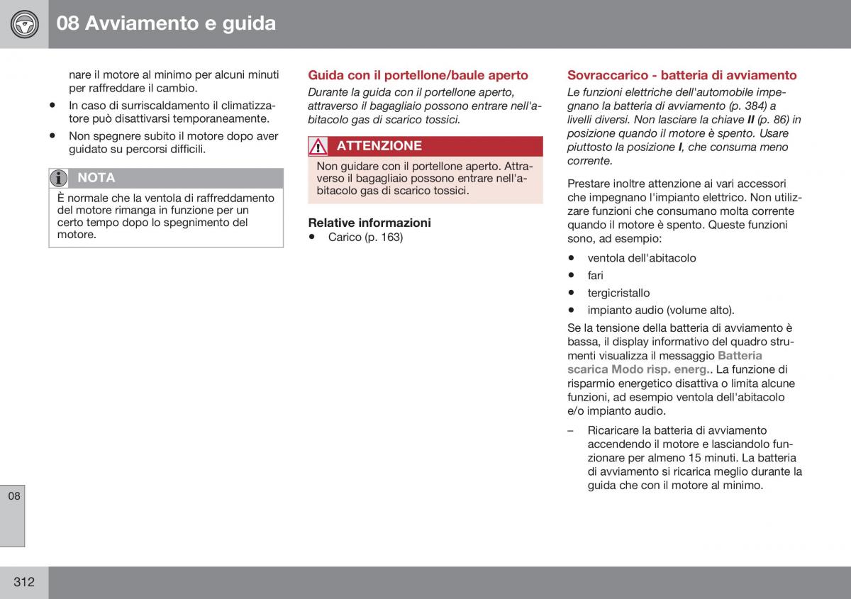 Volvo XC70 Cross Country II 2 manuale del proprietario / page 314