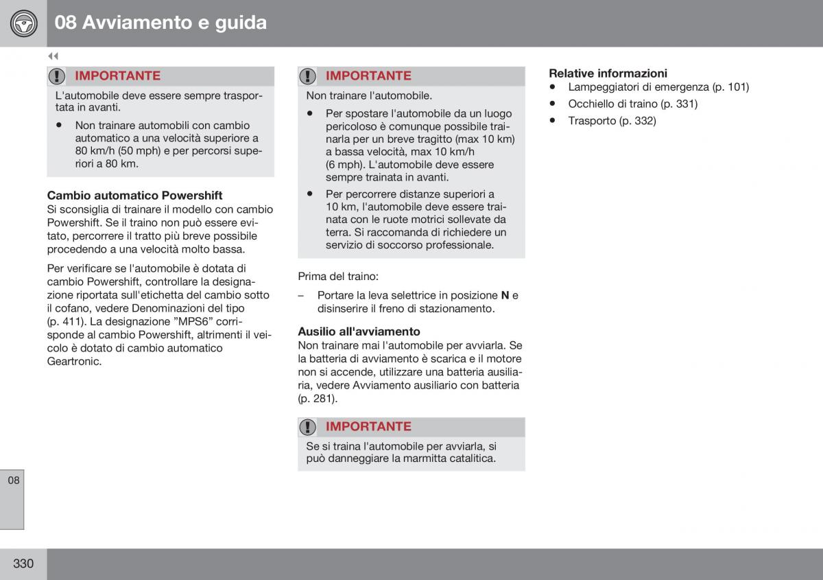 Volvo XC70 Cross Country II 2 manuale del proprietario / page 332