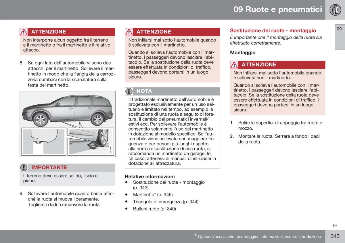 Volvo XC70 Cross Country II 2 manuale del proprietario / page 345