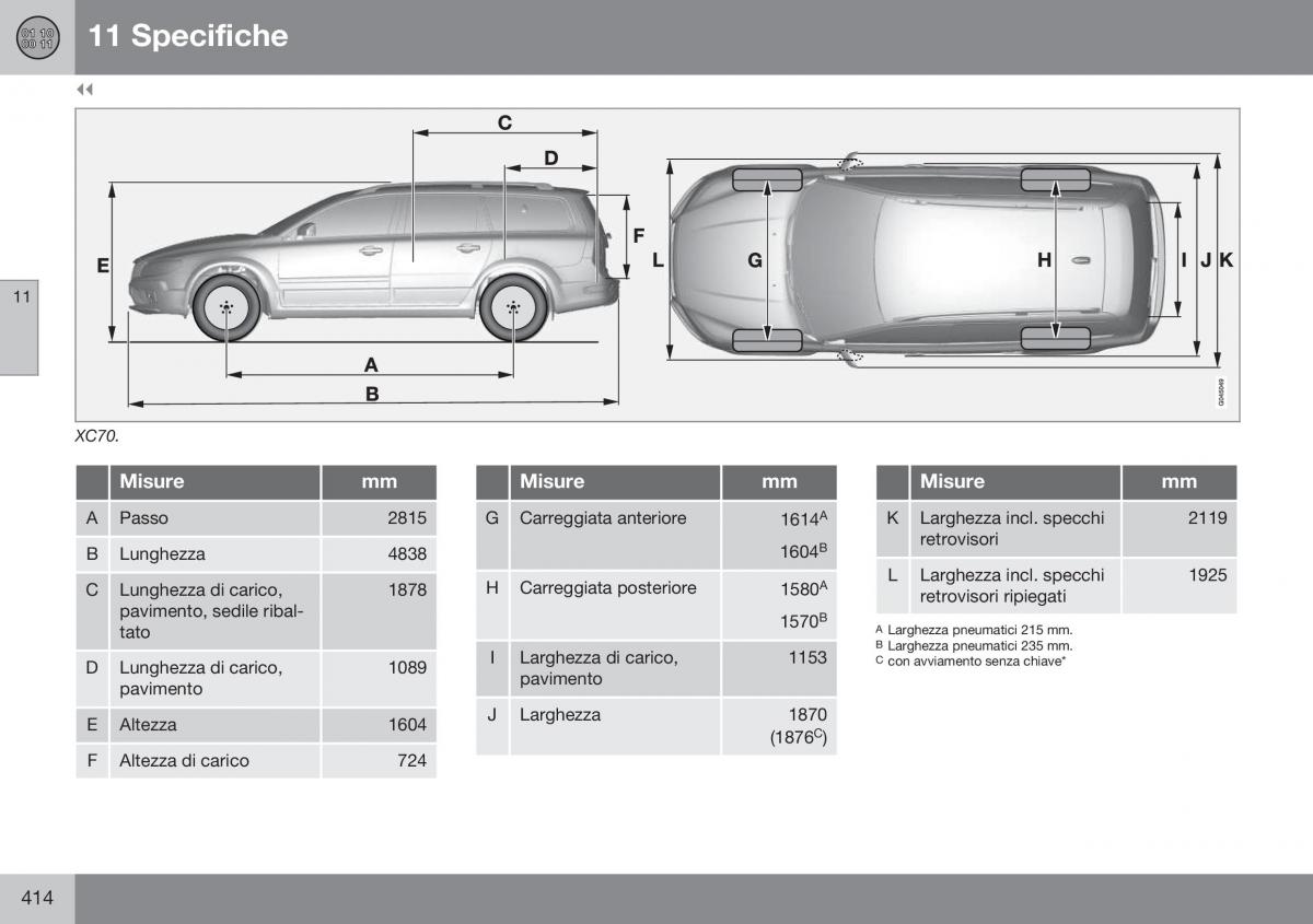 Volvo XC70 Cross Country II 2 manuale del proprietario / page 416