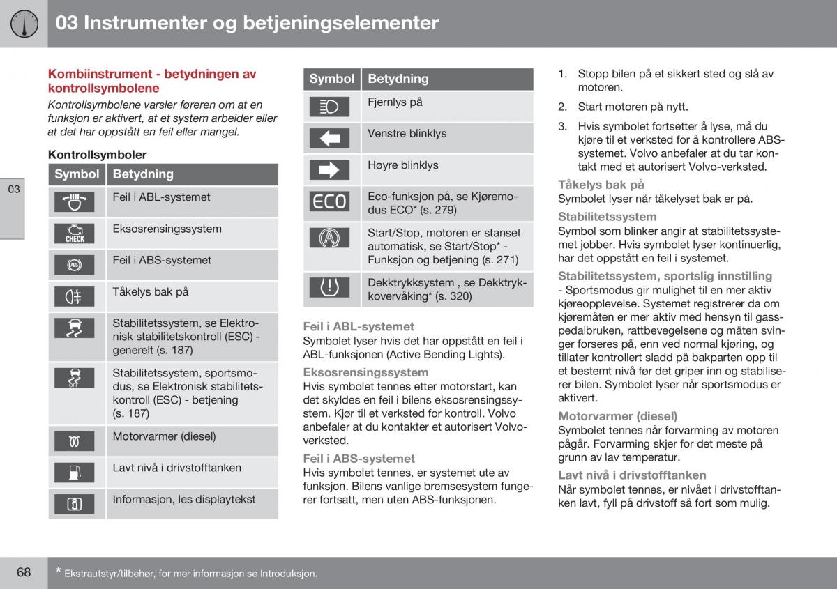 Volvo XC70 Cross Country II 2 bruksanvisningen / page 70