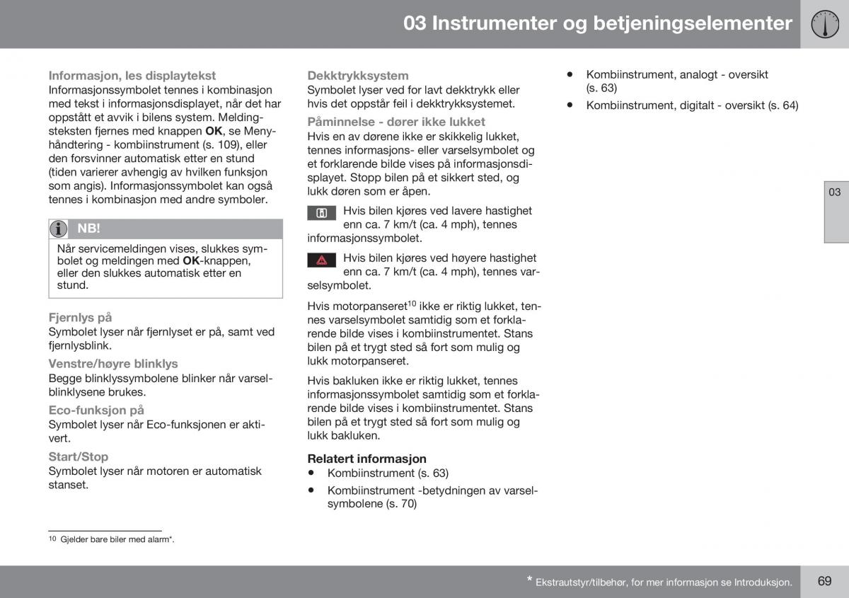 Volvo XC70 Cross Country II 2 bruksanvisningen / page 71