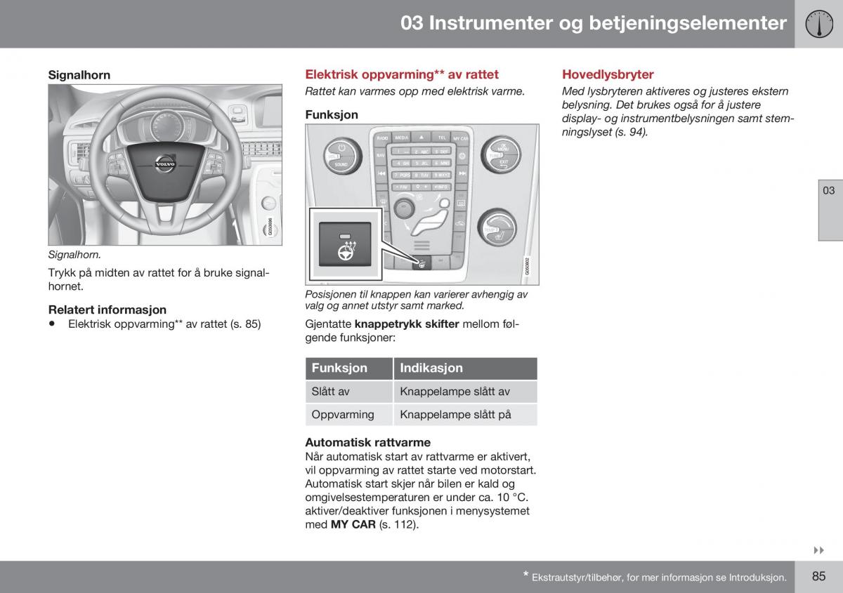 Volvo XC70 Cross Country II 2 bruksanvisningen / page 87