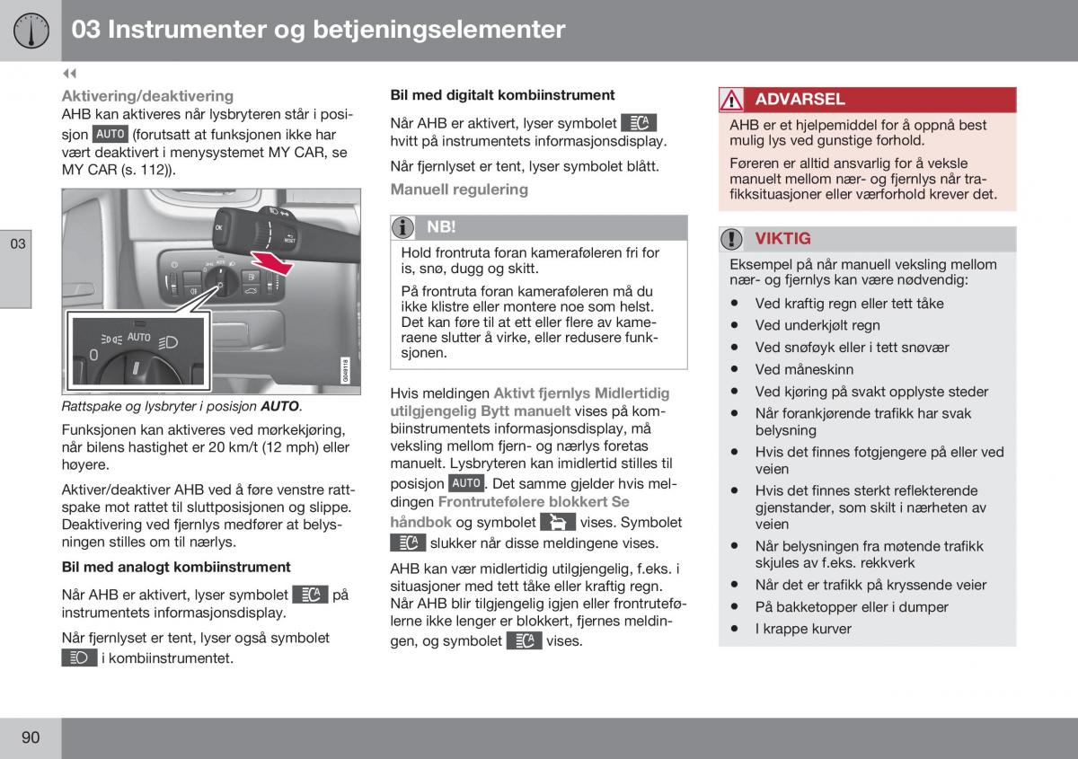 Volvo XC70 Cross Country II 2 bruksanvisningen / page 92