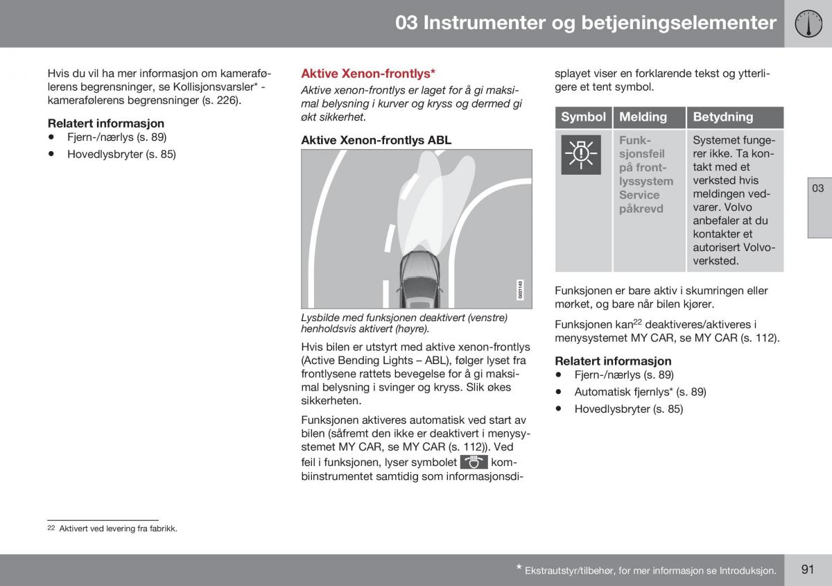 Volvo XC70 Cross Country II 2 bruksanvisningen / page 93