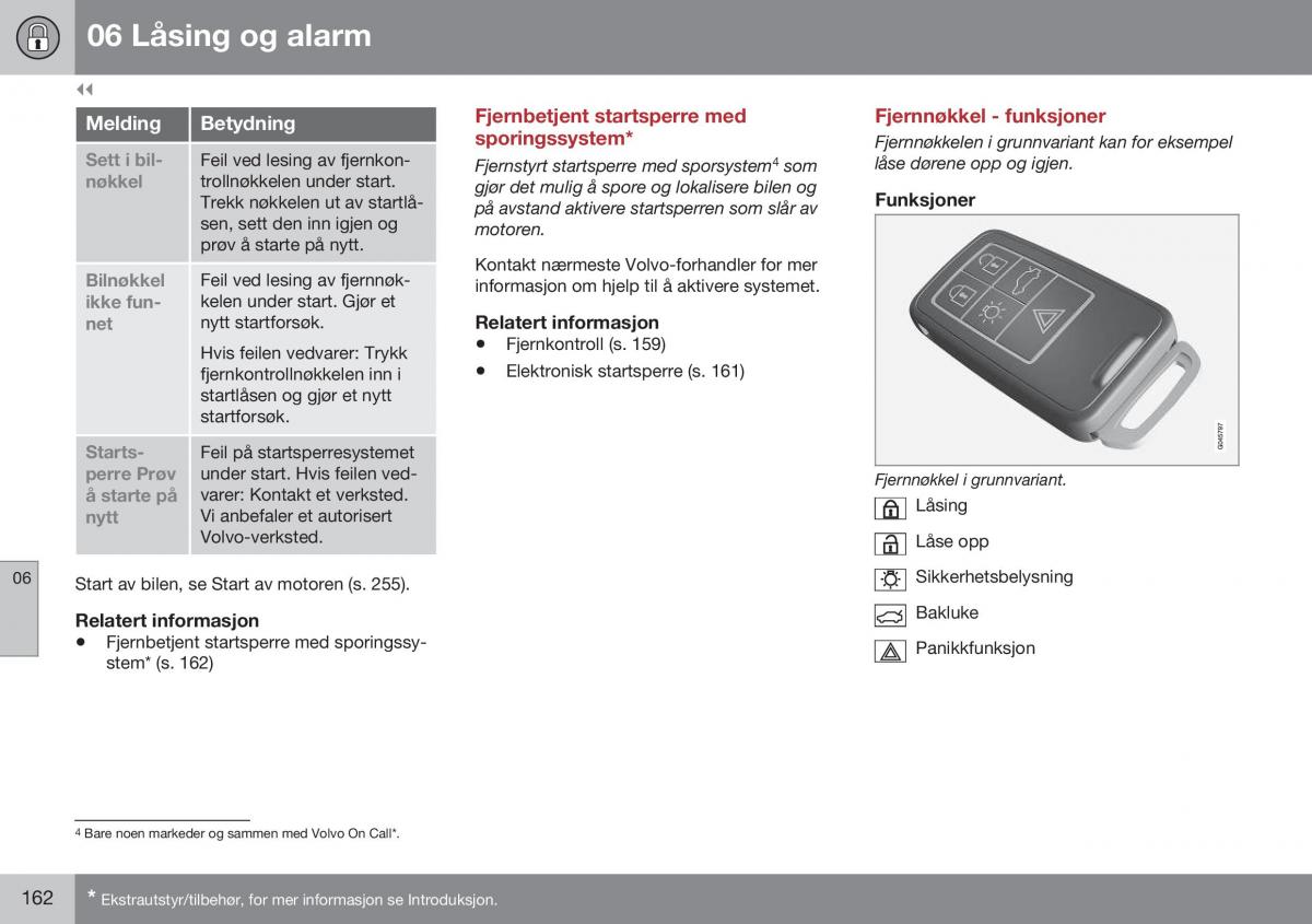 Volvo XC70 Cross Country II 2 bruksanvisningen / page 164