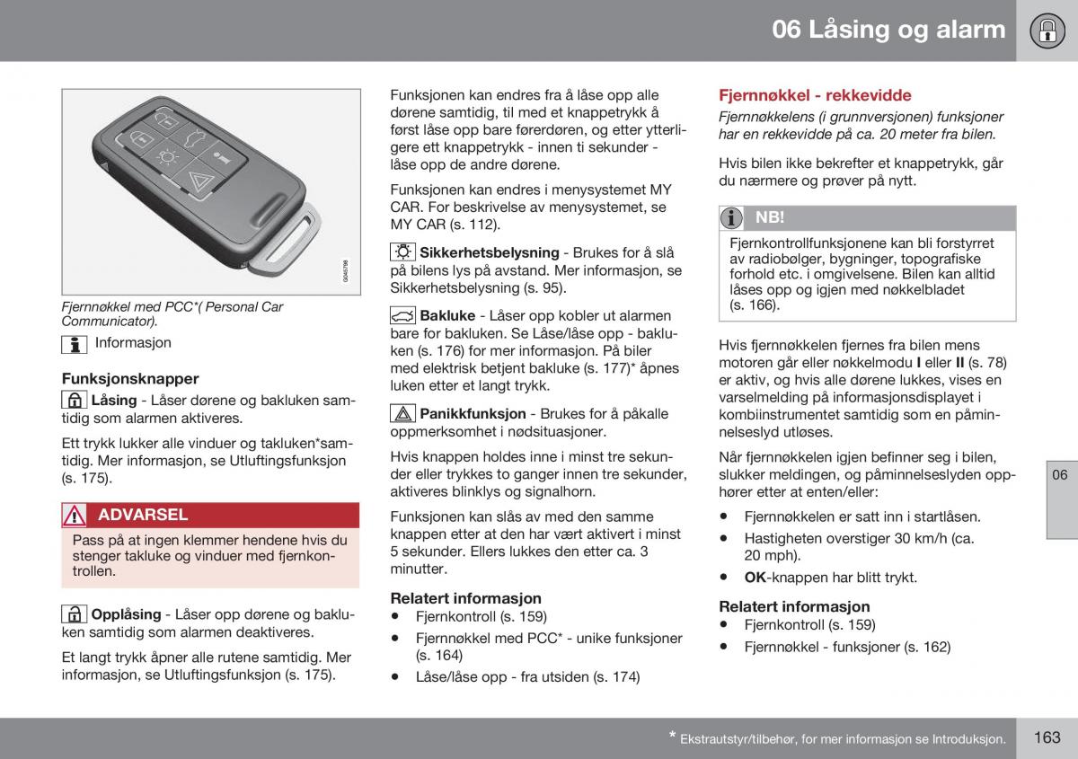 Volvo XC70 Cross Country II 2 bruksanvisningen / page 165