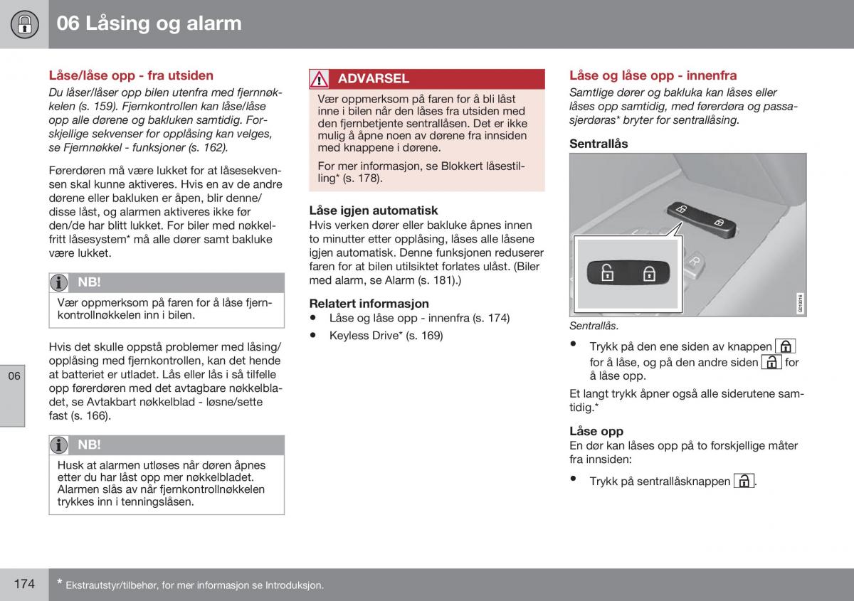 Volvo XC70 Cross Country II 2 bruksanvisningen / page 176