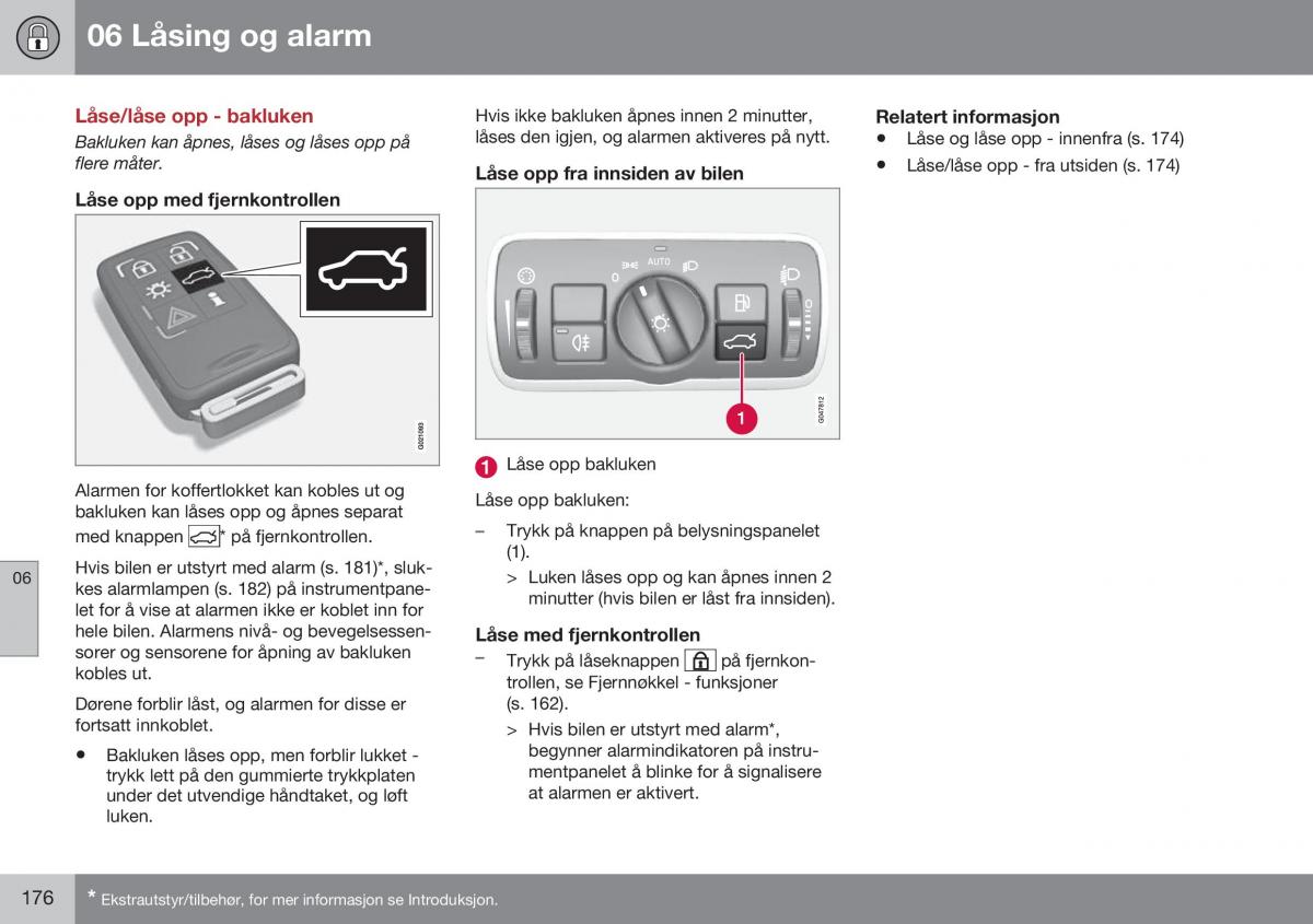 Volvo XC70 Cross Country II 2 bruksanvisningen / page 178