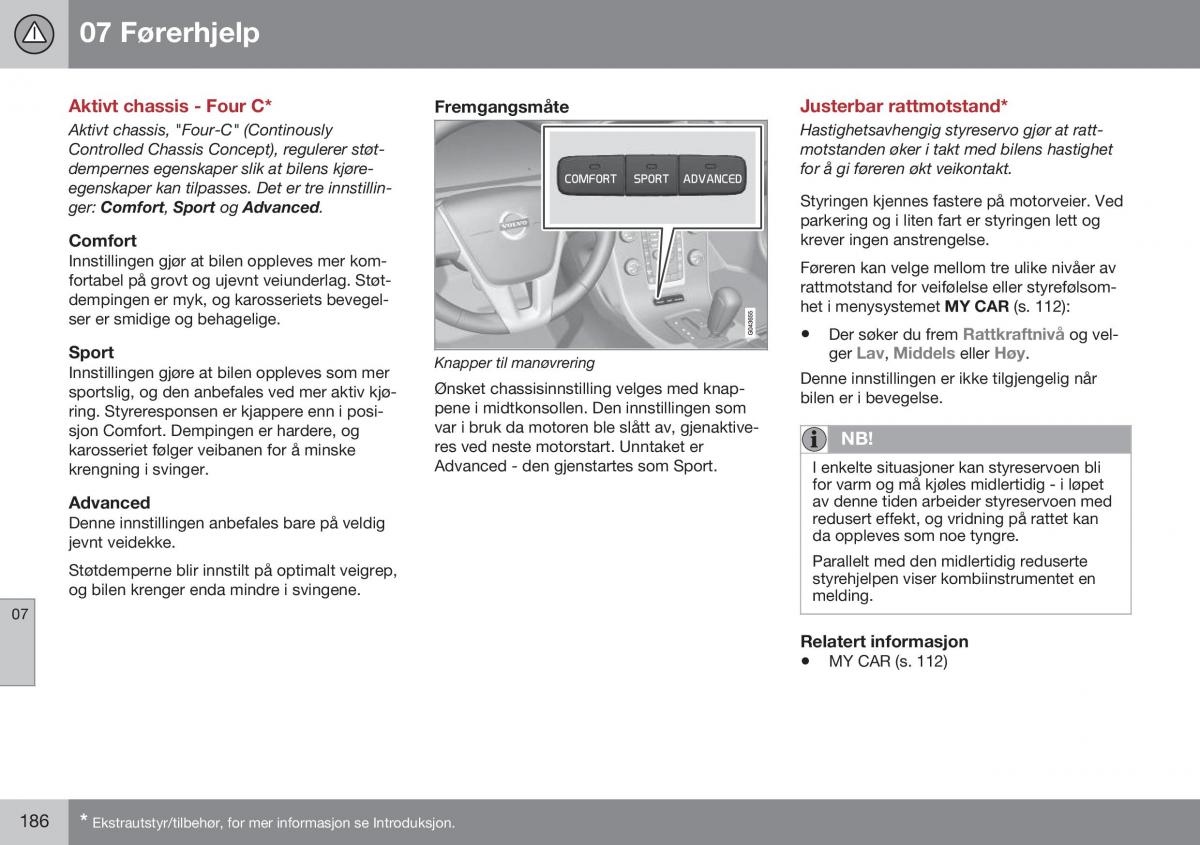 Volvo XC70 Cross Country II 2 bruksanvisningen / page 188