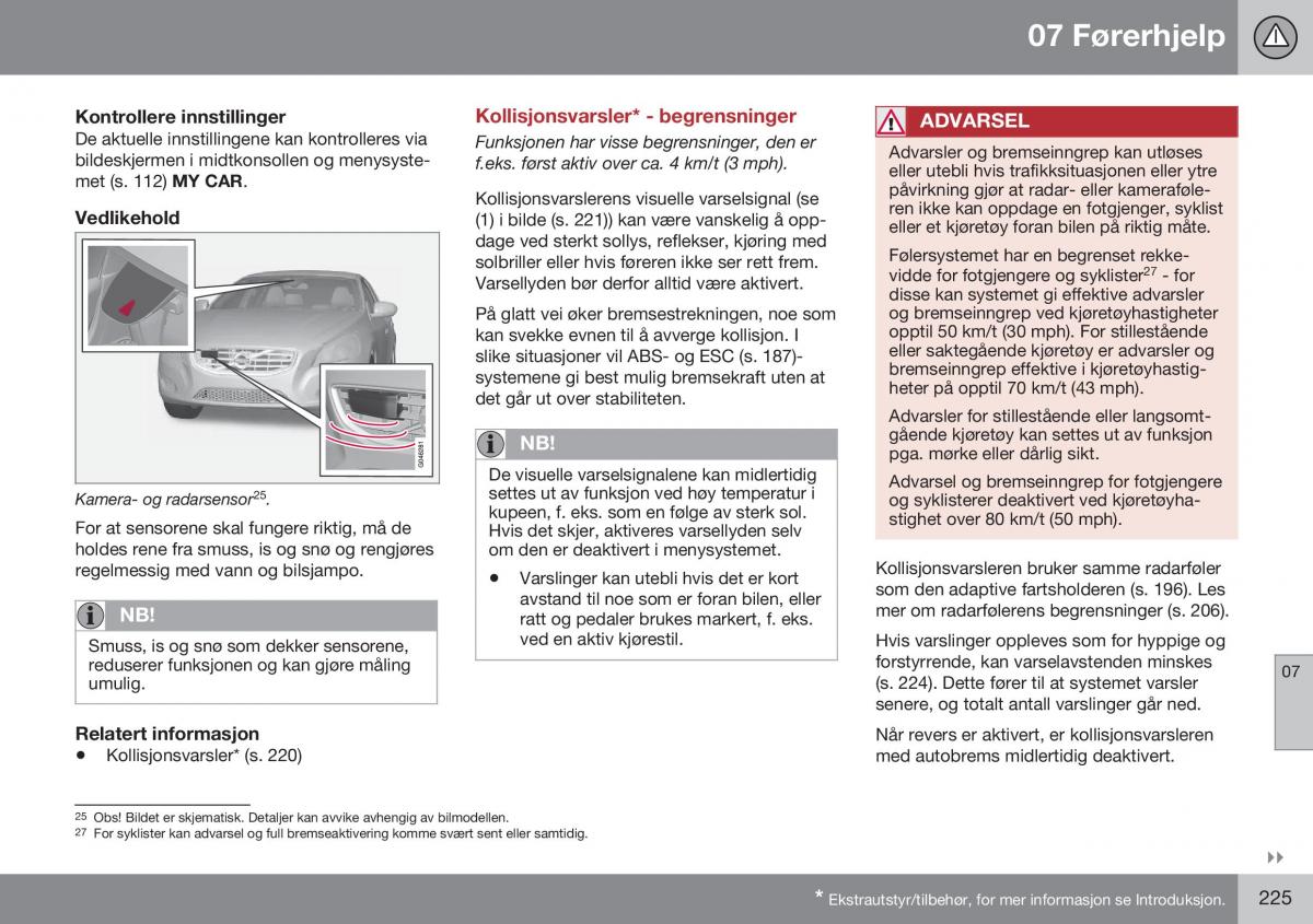 Volvo XC70 Cross Country II 2 bruksanvisningen / page 227