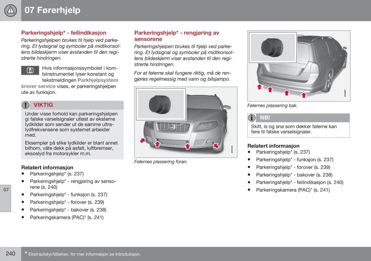 Volvo XC70 Cross Country II 2 bruksanvisningen / page 242