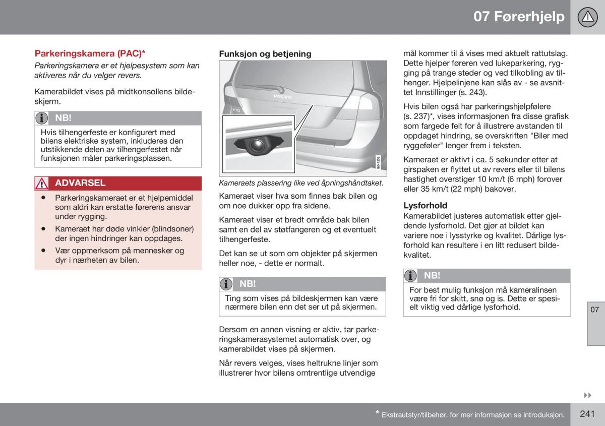 Volvo XC70 Cross Country II 2 bruksanvisningen / page 243