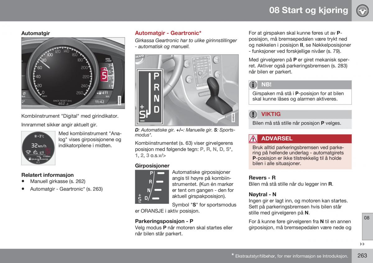 Volvo XC70 Cross Country II 2 bruksanvisningen / page 265