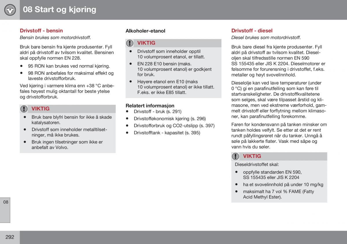 Volvo XC70 Cross Country II 2 bruksanvisningen / page 294