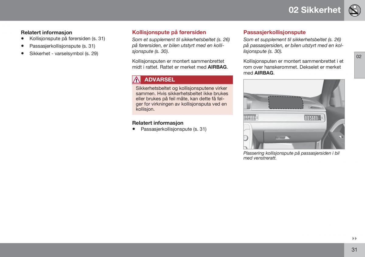 Volvo XC70 Cross Country II 2 bruksanvisningen / page 33