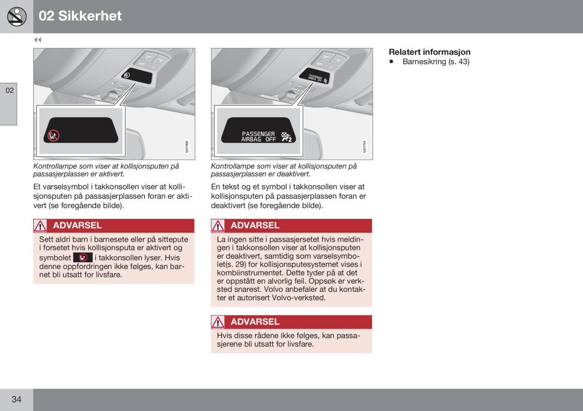 Volvo XC70 Cross Country II 2 bruksanvisningen / page 36