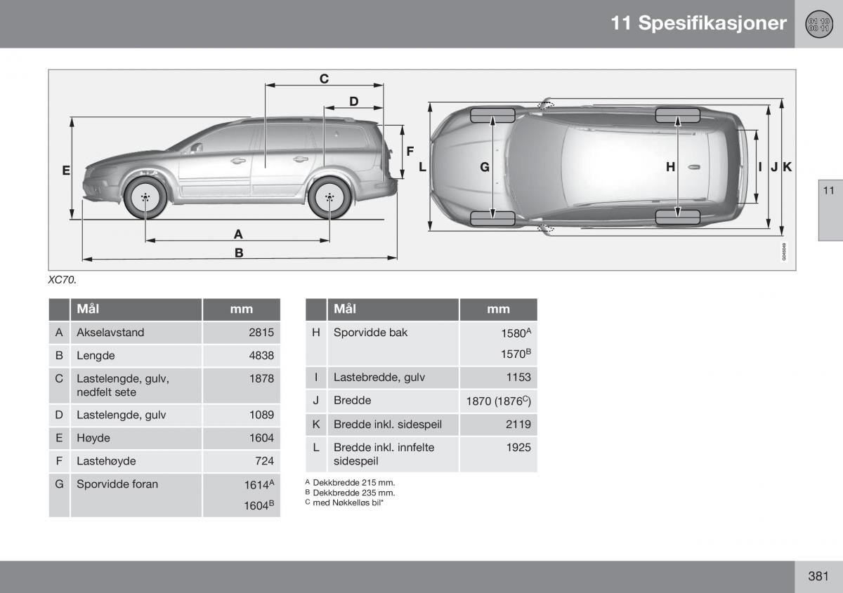 Volvo XC70 Cross Country II 2 bruksanvisningen / page 383