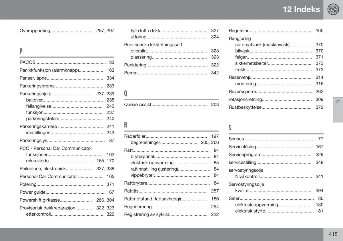 Volvo XC70 Cross Country II 2 bruksanvisningen / page 417