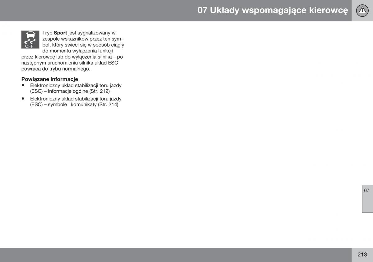 Volvo XC70 Cross Country II 2 instrukcja obslugi / page 215