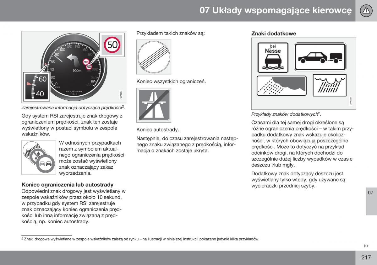 Volvo XC70 Cross Country II 2 instrukcja obslugi / page 219