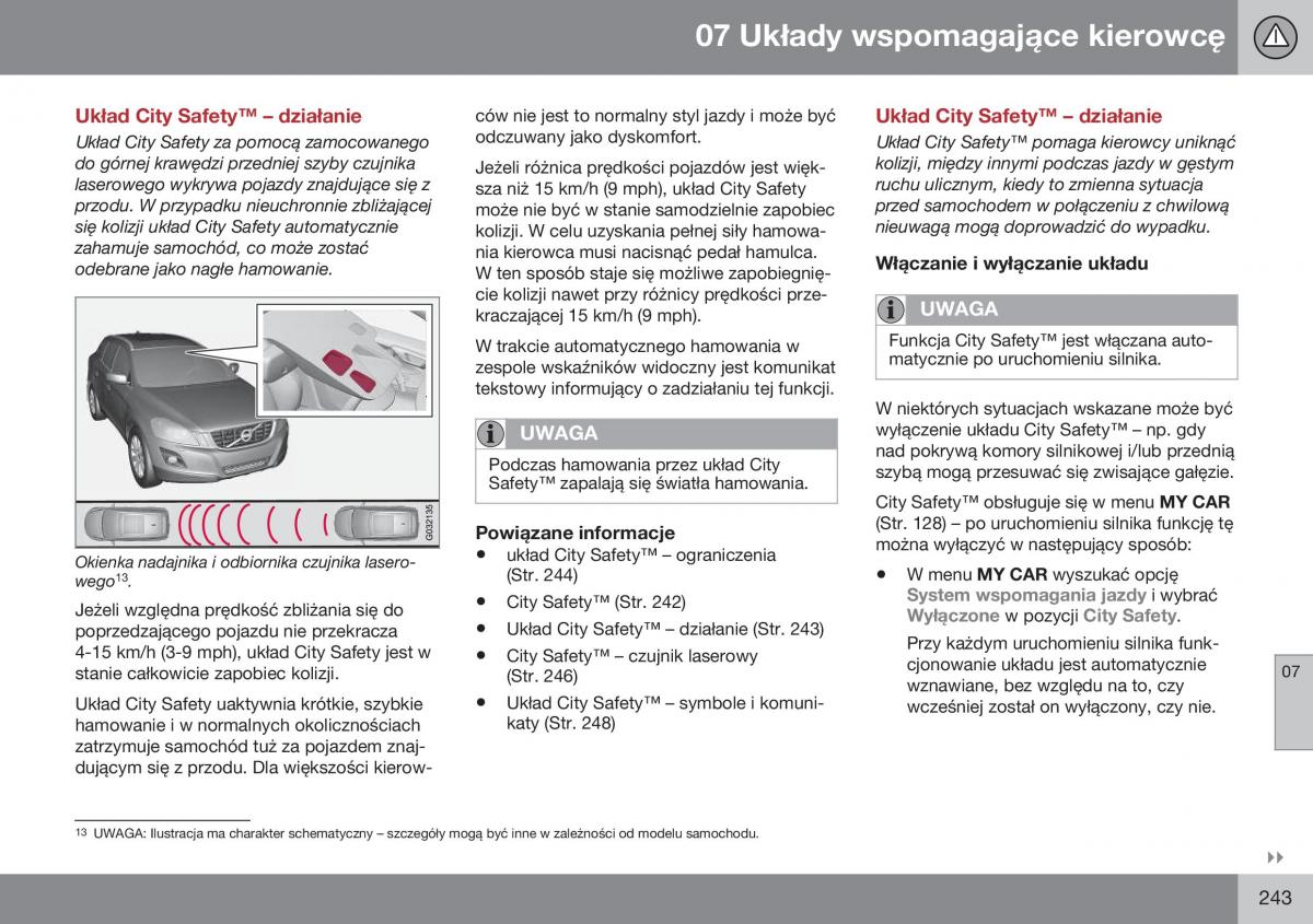 Volvo XC70 Cross Country II 2 instrukcja obslugi / page 245