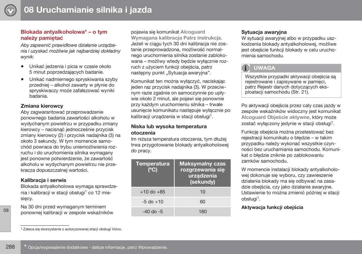 Volvo XC70 Cross Country II 2 instrukcja obslugi / page 290