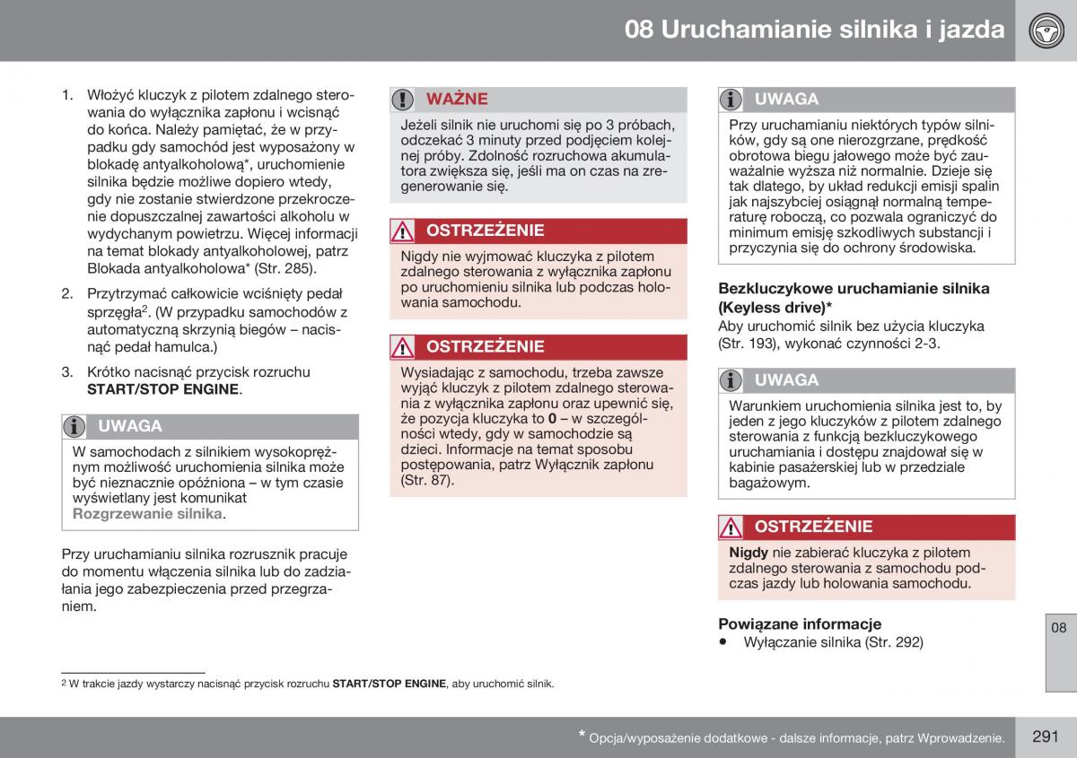 Volvo XC70 Cross Country II 2 instrukcja obslugi / page 293