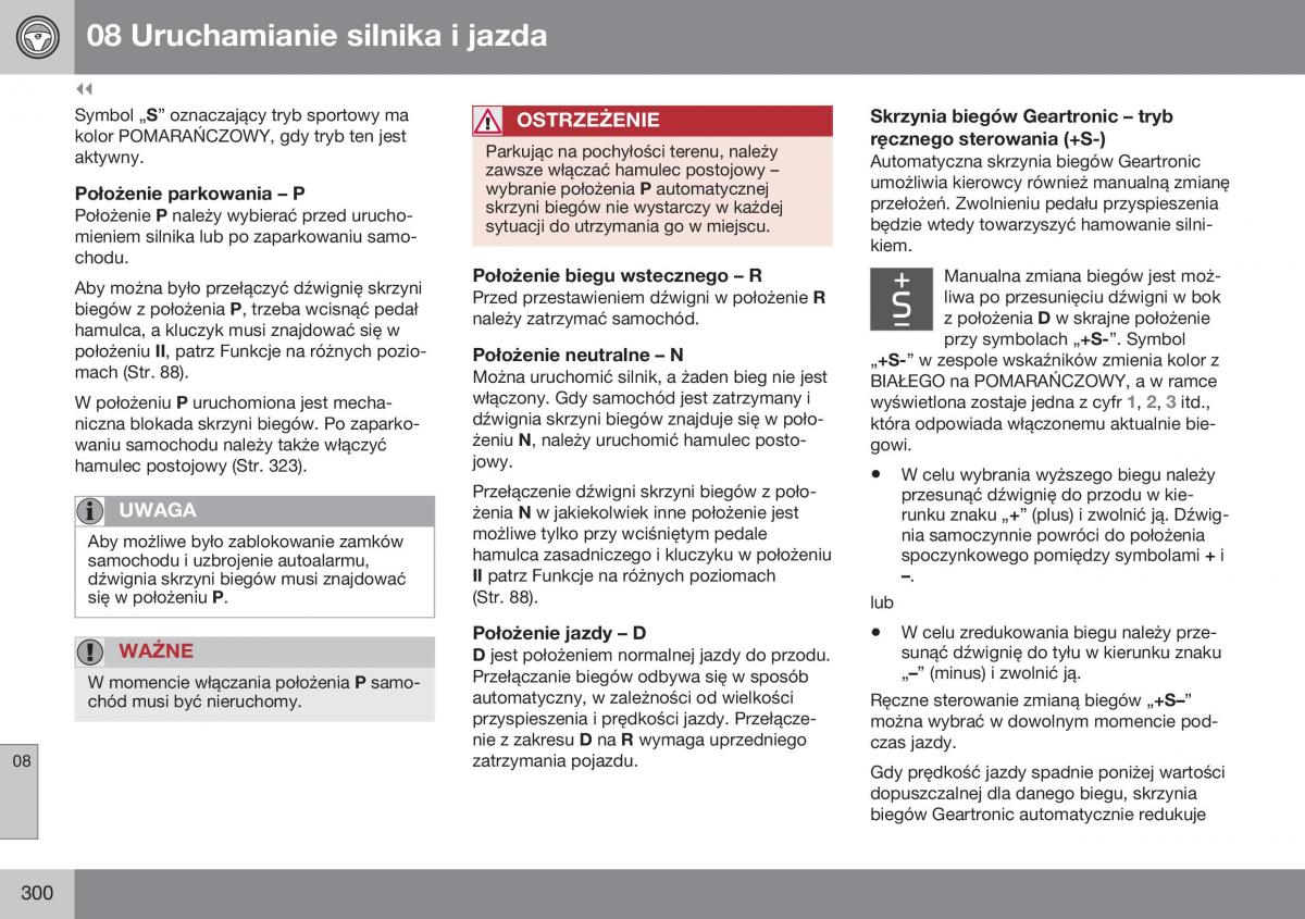 Volvo XC70 Cross Country II 2 instrukcja obslugi / page 302