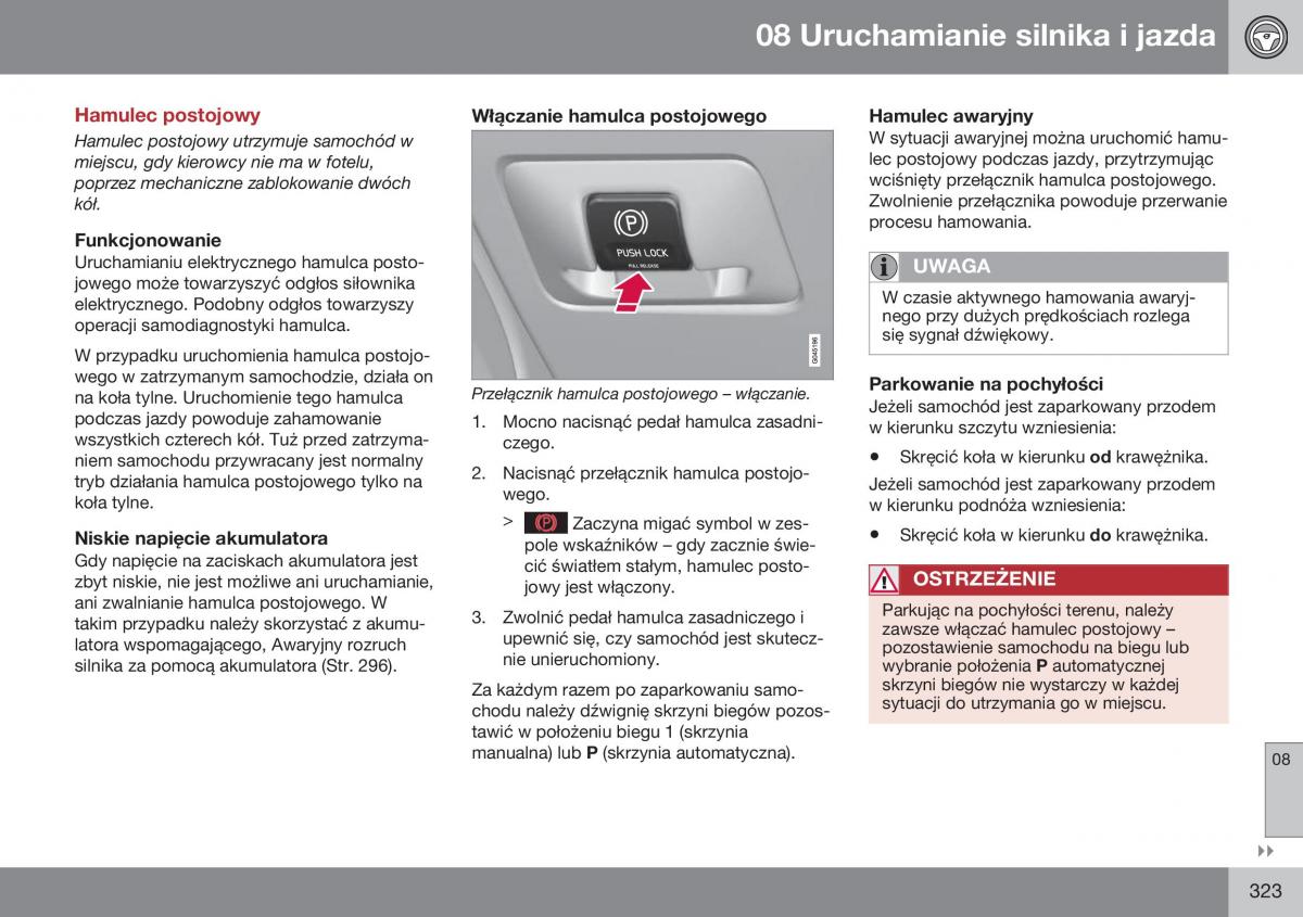 Volvo XC70 Cross Country II 2 instrukcja obslugi / page 325