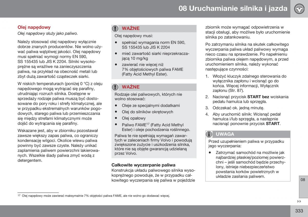 Volvo XC70 Cross Country II 2 instrukcja obslugi / page 335