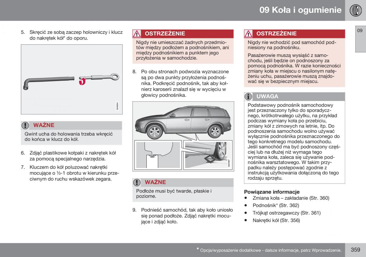 Volvo XC70 Cross Country II 2 instrukcja obslugi / page 361