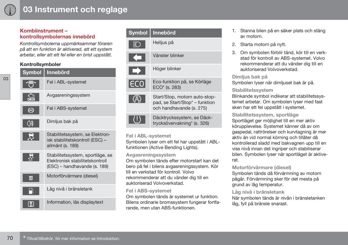 Volvo XC70 Cross Country II 2 instruktionsbok / page 72