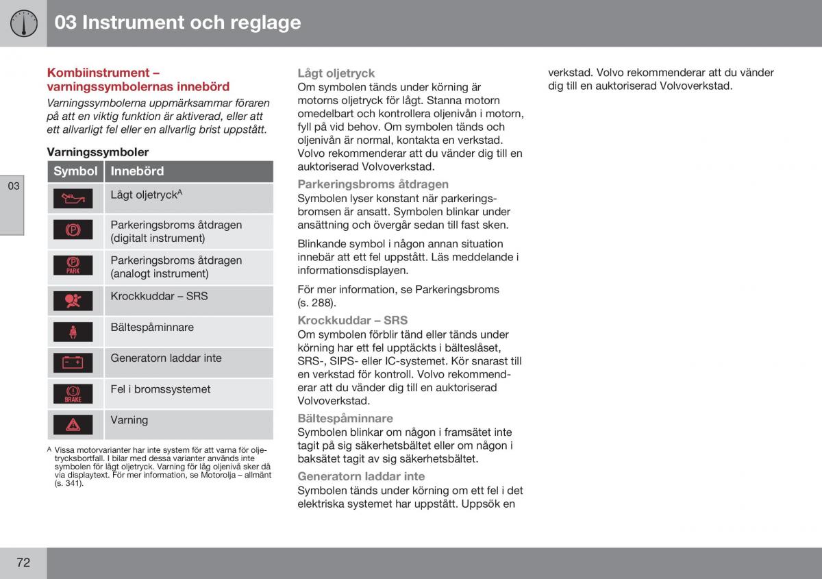 Volvo XC70 Cross Country II 2 instruktionsbok / page 74