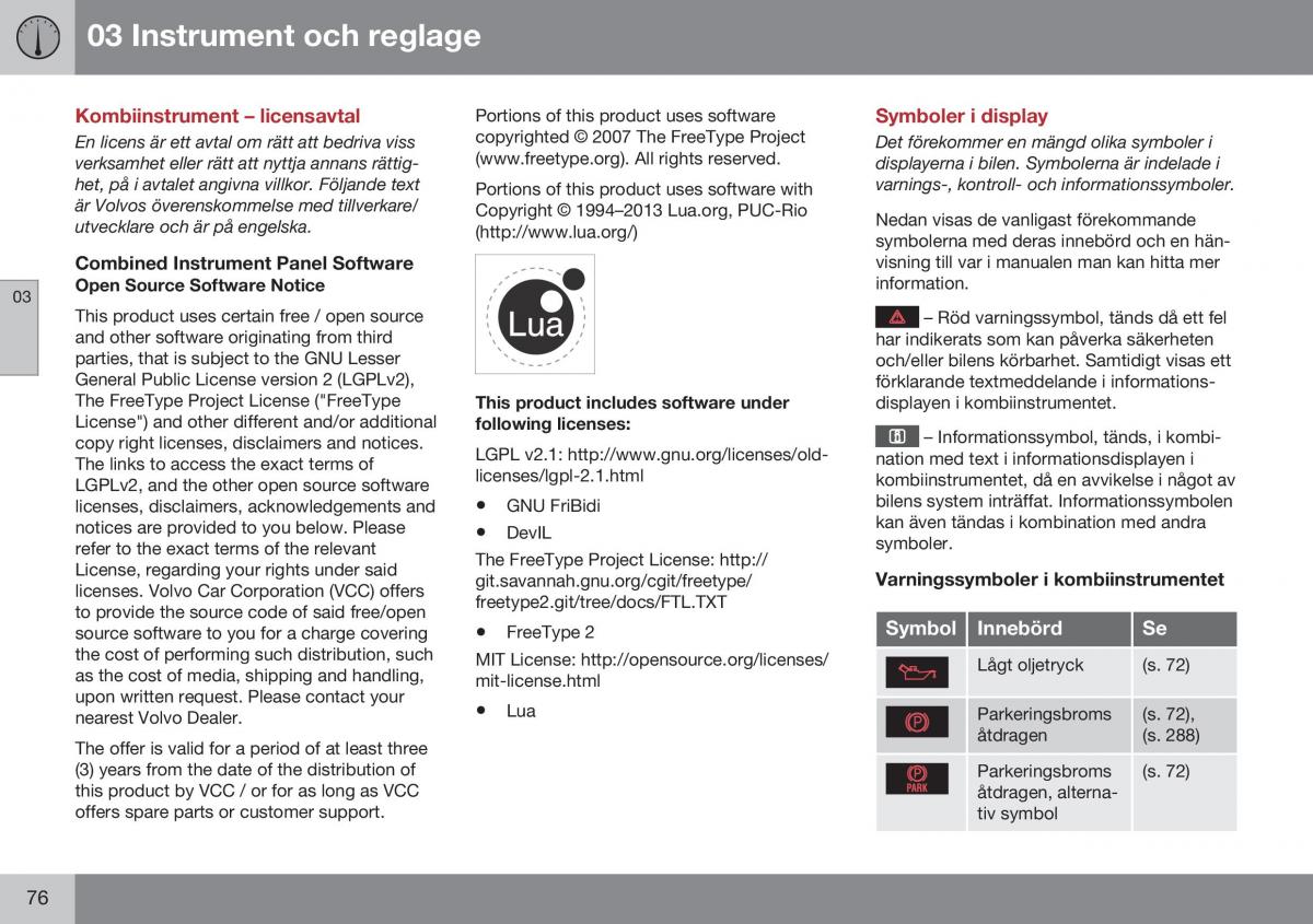 Volvo XC70 Cross Country II 2 instruktionsbok / page 78